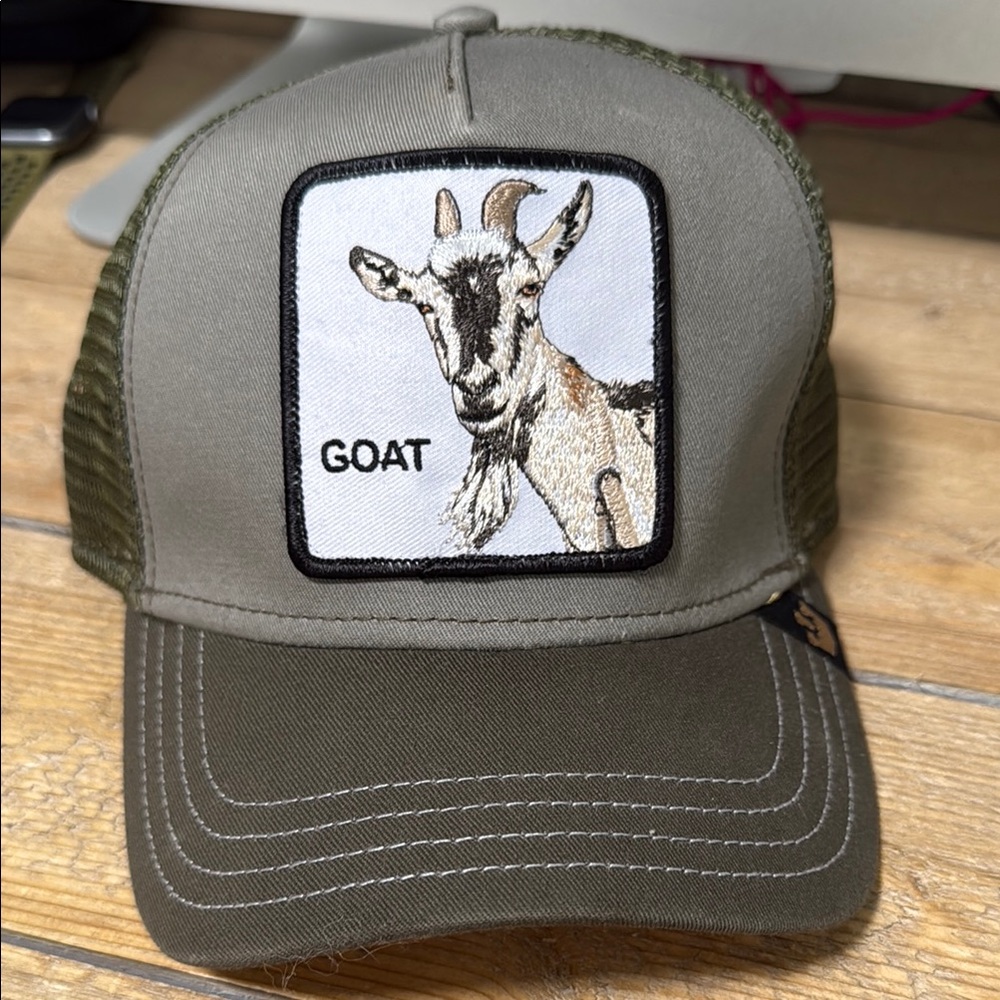Goorin Bros Olive Green Goat Patch Trucker Hat